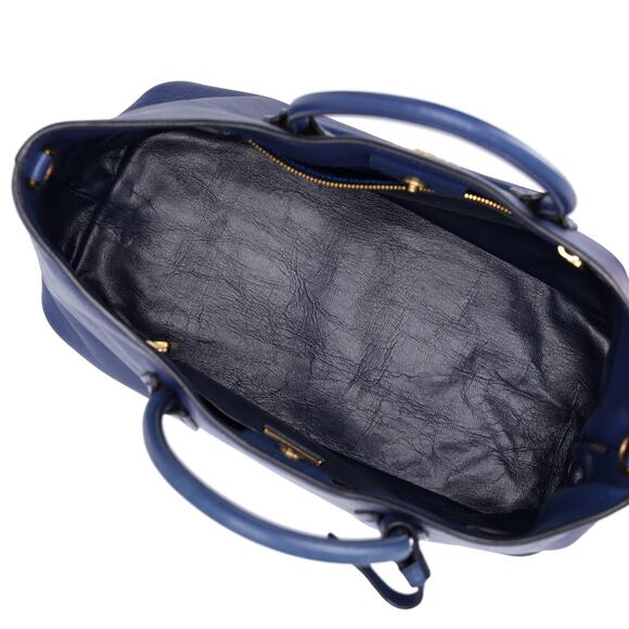 PRADA Logo Tote Bag BN2729 Blue Saffiano Cuir Leather - Picture 5 of 8